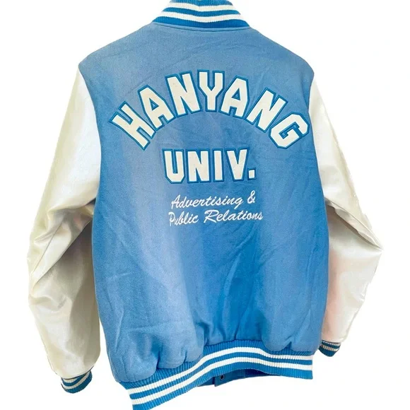 UNIQUE Korean Leather sleeves letter H Varsity jacket HANYANG UNIVERSITY - Picture 5 of 7